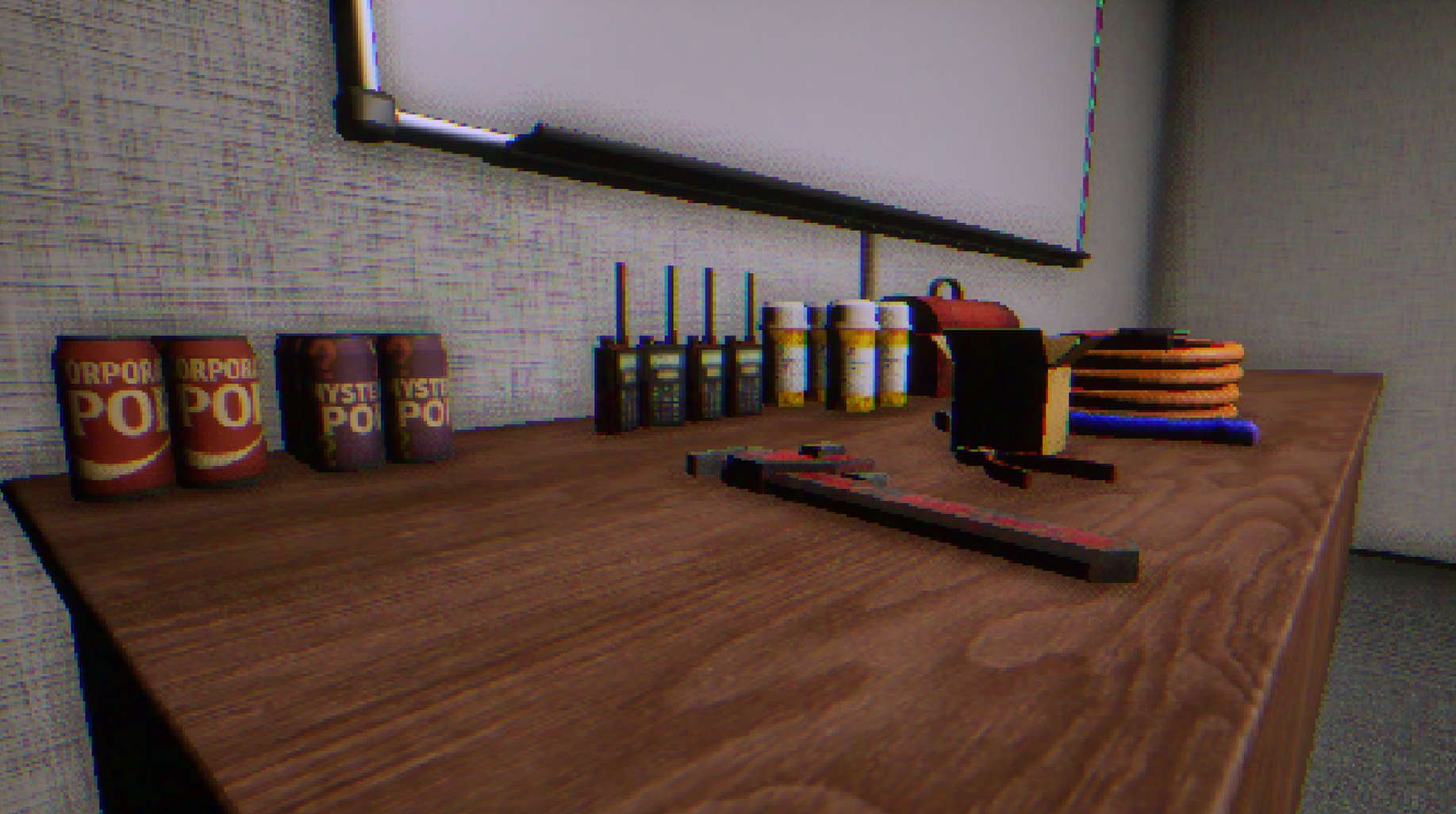 Creepy office items on a table