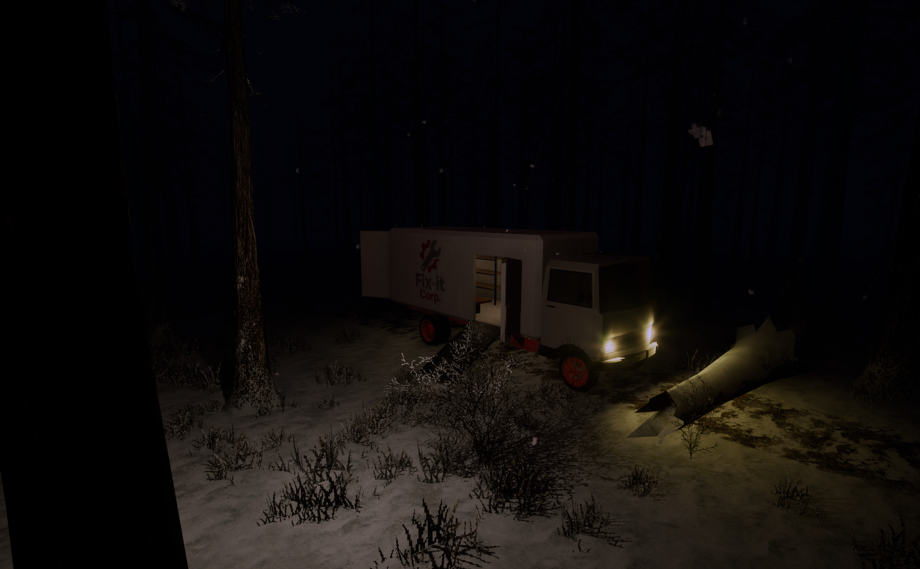 The Fix-It Corp truck outside